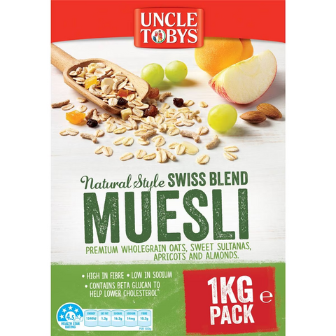 Uncle Tobys Natural Style Swiss Blend Muesli Breakfast Cereal 1kg