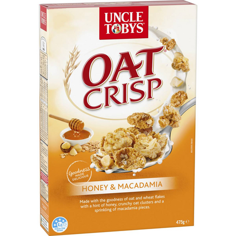 Uncle Tobys Oat Crisp Honey & Macadamia Breakfast Cereal 475g