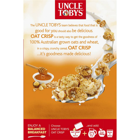 Uncle Tobys Oat Crisp Honey & Macadamia Breakfast Cereal 475g