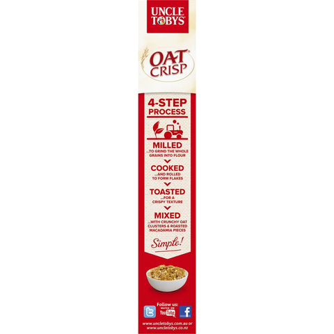 Uncle Tobys Oat Crisp Honey & Macadamia Breakfast Cereal 475g