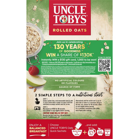 Uncle Tobys Oats Quick Sachets Fruit Variety Porridge 350g