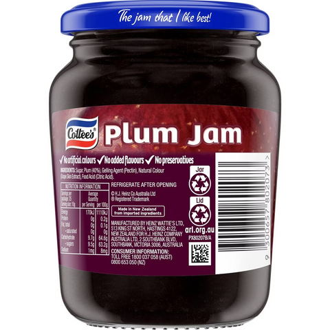 Cottee's Plum Jam 375g