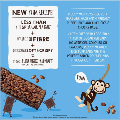 Messy Monkeys Choc Rice Puff Bars 6 Pack