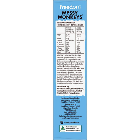 Messy Monkeys Choc Rice Puff Bars 6 Pack