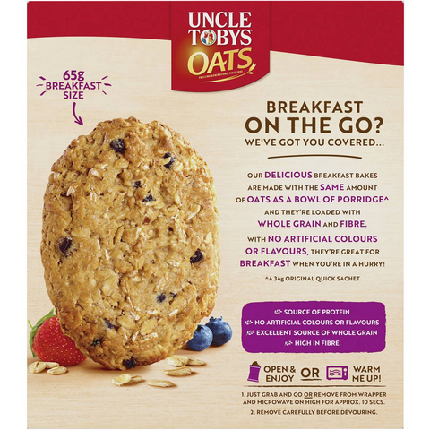 Uncle Tobys Oats Breakfast Bakes Cereal Bar Berry Harvest 260g