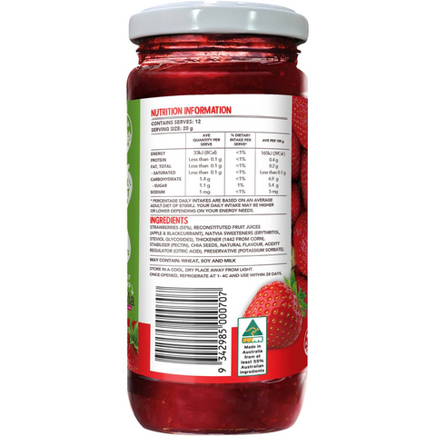 Natvia Strawberry Fruit Spread 240g