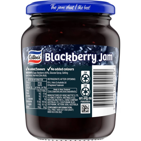 Cottee's Blackberry Jam 375g