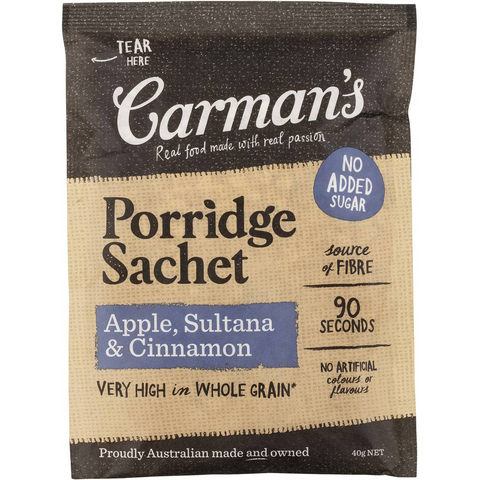 Carman's Gourmet Porridge Sachets Apple Sultana & Cinnamon 8x320g