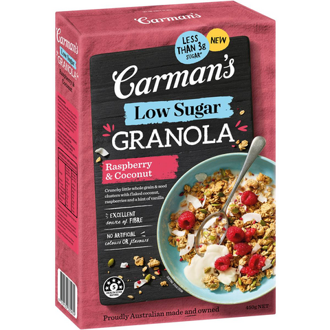 Carman's Low Sugar Granola Raspberry & Coconut 450g