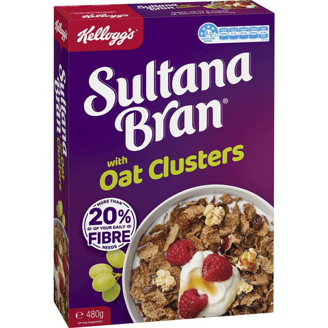 Kellogg's Sultana Bran Oat Cluster Breakfast Cereal 480g