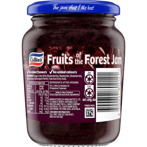 Cottee's Fruits Of The Forest Jam 375g