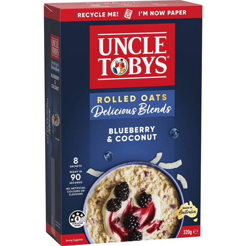 Uncle Tobys Oats Delicious Blends Blueberry & Coconut Porridge 320g