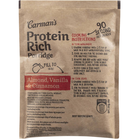 Carman's Protein Rich Porridge Sachets Almond, Vanilla & Cinnamon 6 Pack