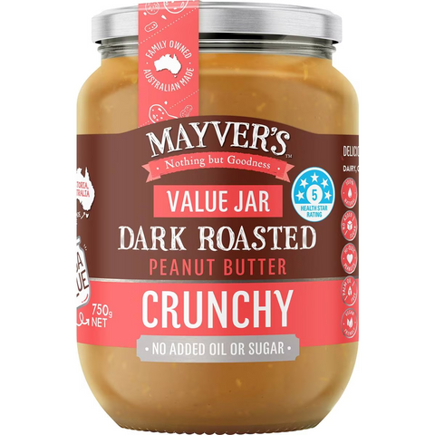 Mayver's Dark Roasted Peanut Butter Crunchy 750g