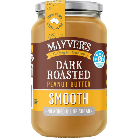 Mayver's Dark Roast Smooth Peanut Butter 375g