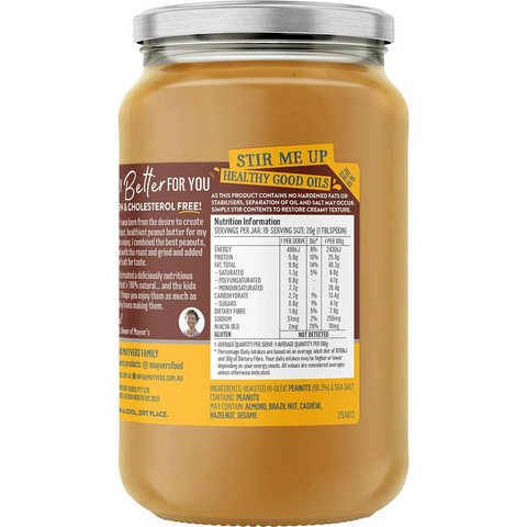 Mayver's Dark Roast Smooth Peanut Butter 375g