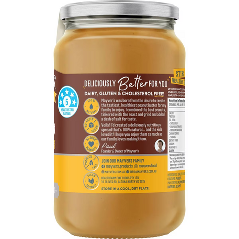 Mayver's Dark Roast Smooth Peanut Butter 375g