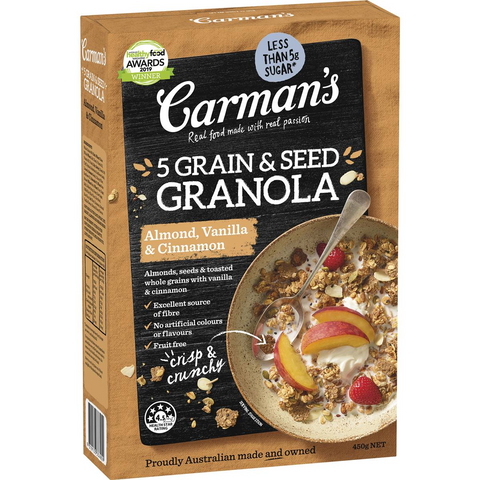 Carman's 5 Grain & Seed Granola Almond Vanilla & Cinnamon 450g