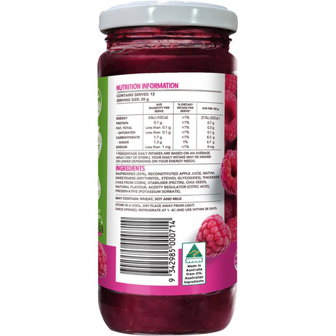 Natvia Raspberry Fruit Spread 240g