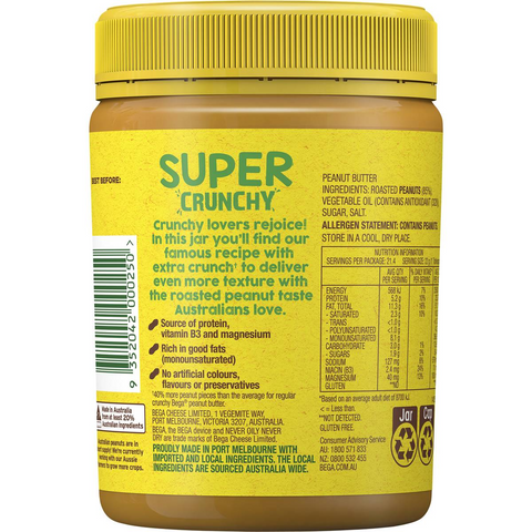 Bega Peanut Butter Super Crunchy 470g