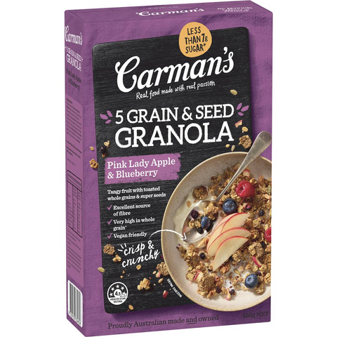 Carman's 5 Grain & Seed Granola Pink Lady Apple & Blueberry 450g