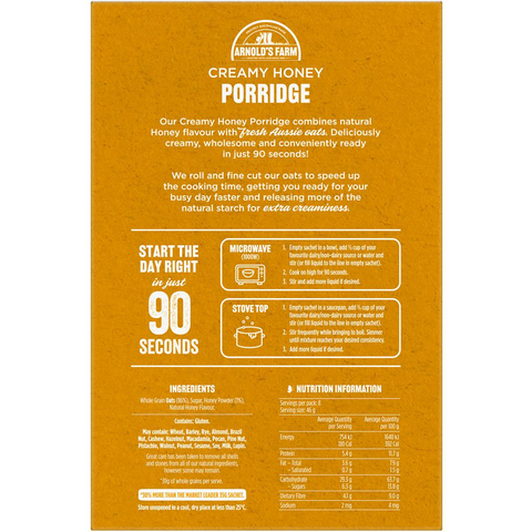 Arnold's Farm Porridge Sachets Creamy Honey 8 Pack