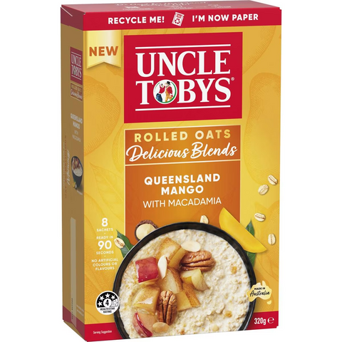 Uncle Tobys Rolled Oats Delicious Blends Queensland Mango & Macadamia 320g