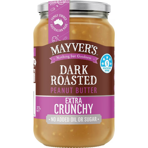 Mayver's Dark Roasted Extra Crunchy Peanut Butter 375g