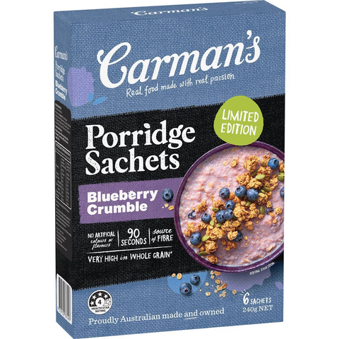 Carman's Porridge Sachets Blueberry Crumble 6 Pack