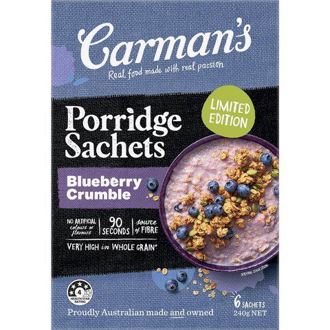 Carman's Porridge Sachets Blueberry Crumble 6 Pack