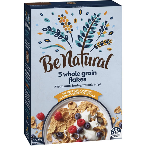 Be Natural Breakfast Cereal With 5 Whole Grain Flakes 325g