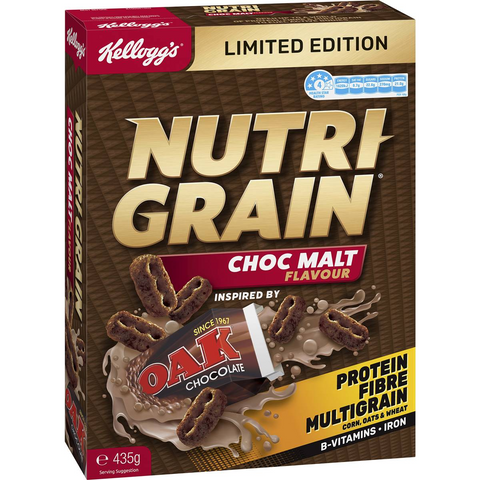 Kellogg's Nutri-grain Choc Malt Flavour Breakfast Cereal 435g