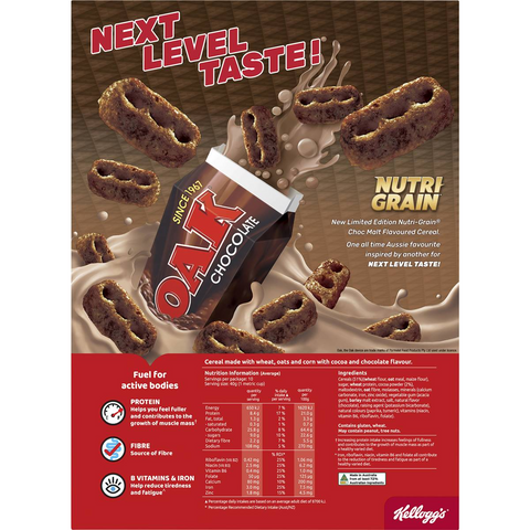 Kellogg's Nutri-grain Choc Malt Flavour Breakfast Cereal 435g