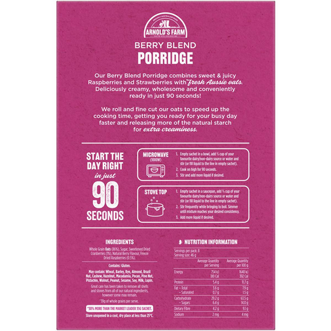 Arnold's Farm Porridge Sachets Berry Blend 8 Pack