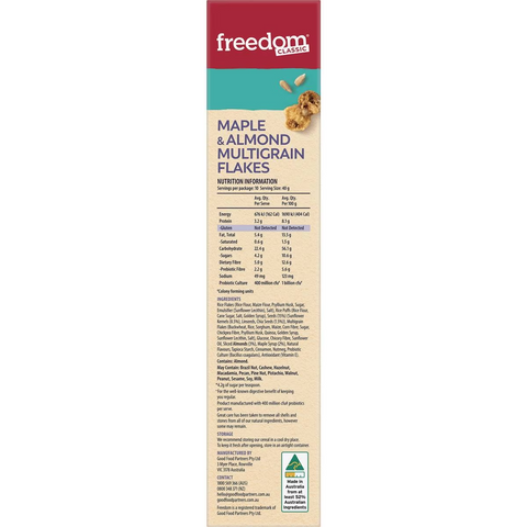 Freedom Active Balance Maple & Almond Multigrain Flakes Cereal 400g