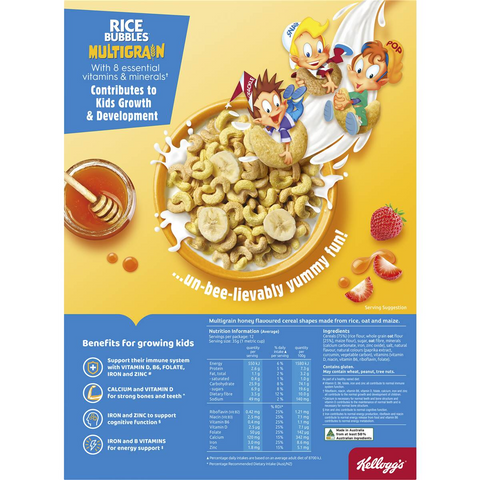 Kellogg's Rice Bubbles Multigrain Honey Flavour Breakfast Cereal 450g