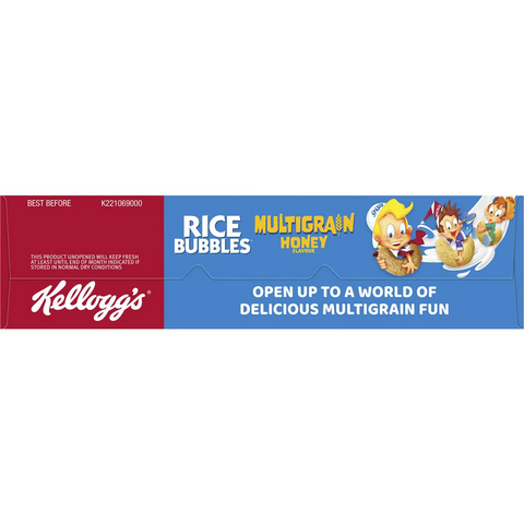 Kellogg's Rice Bubbles Multigrain Honey Flavour Breakfast Cereal 450g