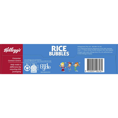 Kellogg's Rice Bubbles Multigrain Honey Flavour Breakfast Cereal 450g