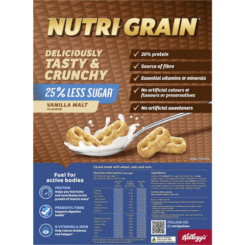 Kellogg's Nutri Grain 25% Less Sugar Vanilla Malt Flavour 450g