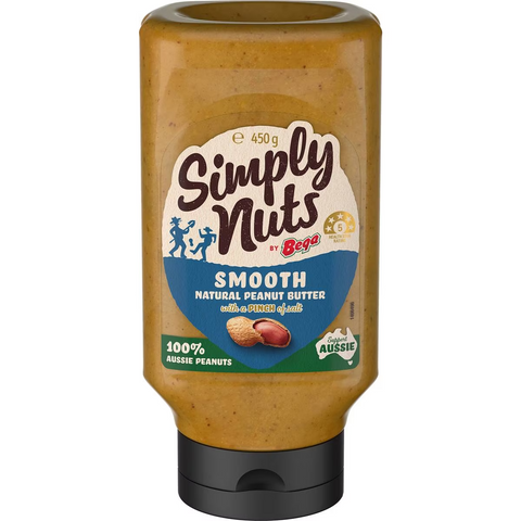 Bega Simply Nuts Squeeze Bottle Smooth Natural Peanut Butter 450g