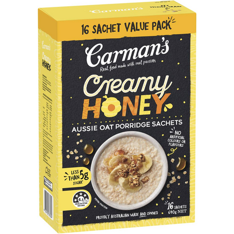 Carman's Creamy Honey Aussie Oat Porridge Sachets 16 Pack