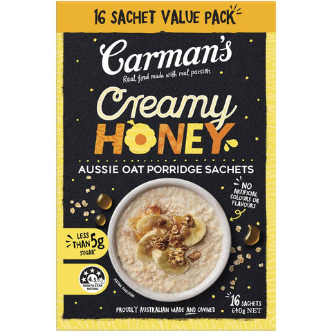 Carman's Creamy Honey Aussie Oat Porridge Sachets 16 Pack