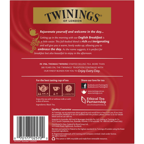 Twinings English Breakfast Tea Bags 100 Pack