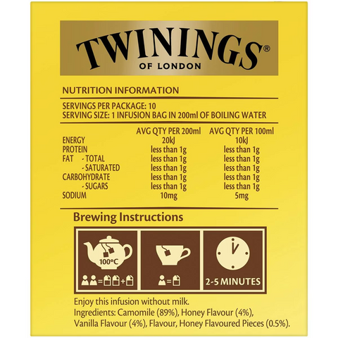 Twinings Camomile Honey & Vanilla Tea Bags 10 Pack 15g