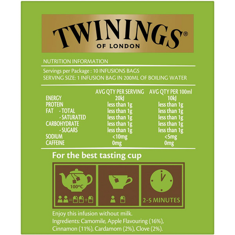 Twinings Camomile & Spiced Apple Tea Bags 10 Pack