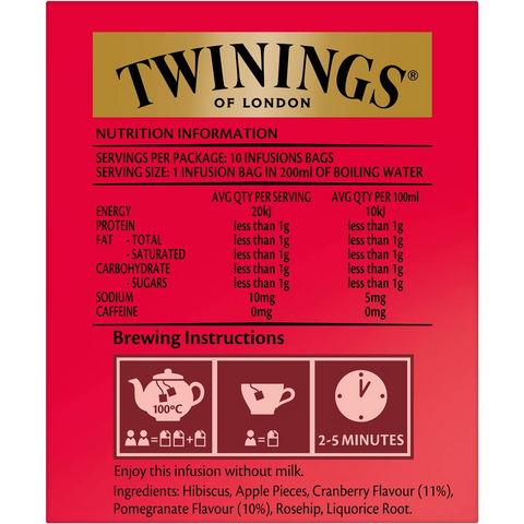 Twinings Cranberry & Pomegranate Tea Bags 10 Pack