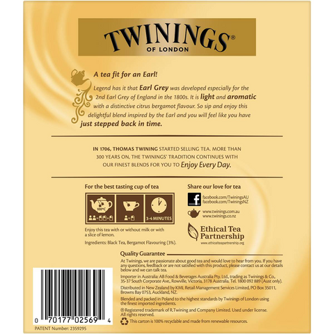 Twinings Earl Grey Tea Bags 100 Pack