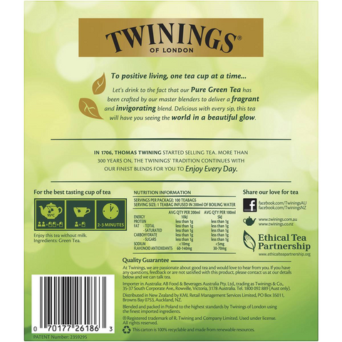 Twinings Pure Green Tea Bags 100 Pack