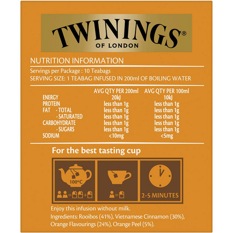 Twinings Orange & Cinnamon Tea Bags 10 Pack