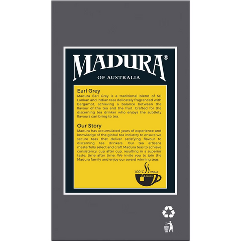 Madura Earl Grey Tea Bags 50 Pack 100g